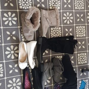 7 pairs of girls shoes/ boots  sizes 3- 3.5